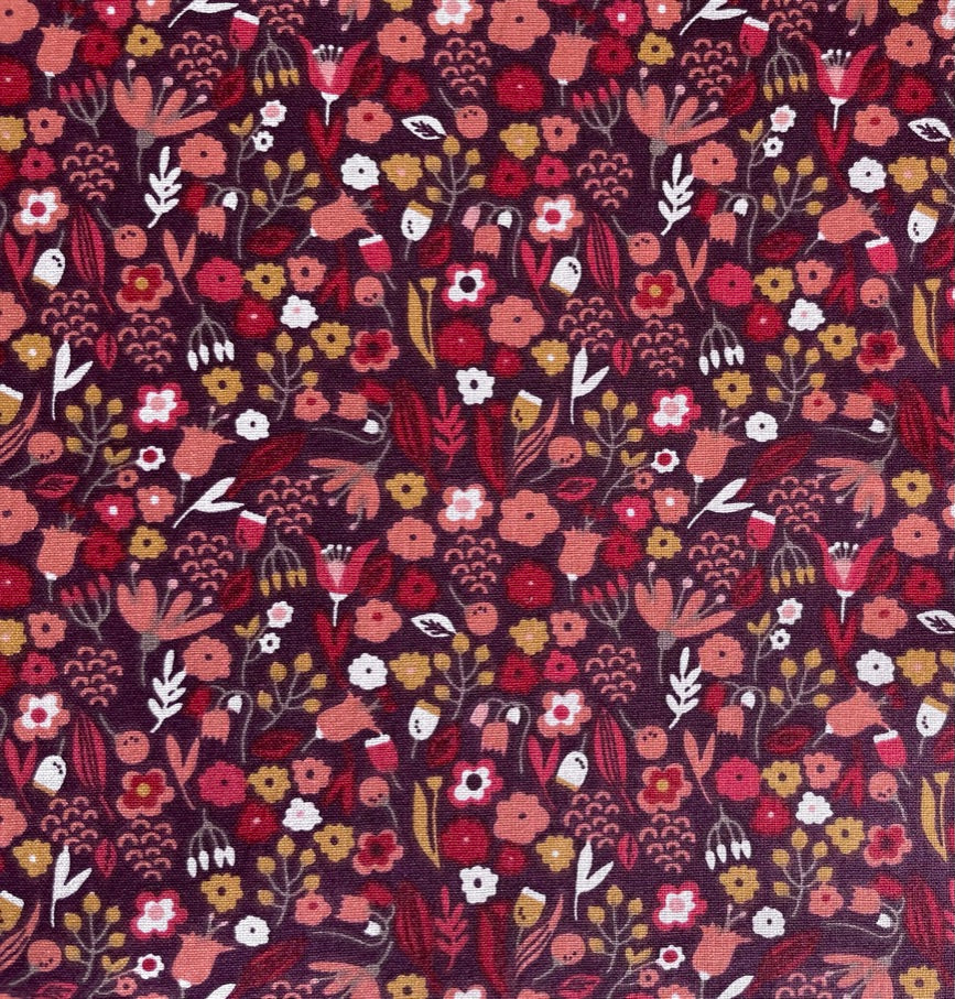 Coton Imprimé GOTS / Axea Grenat