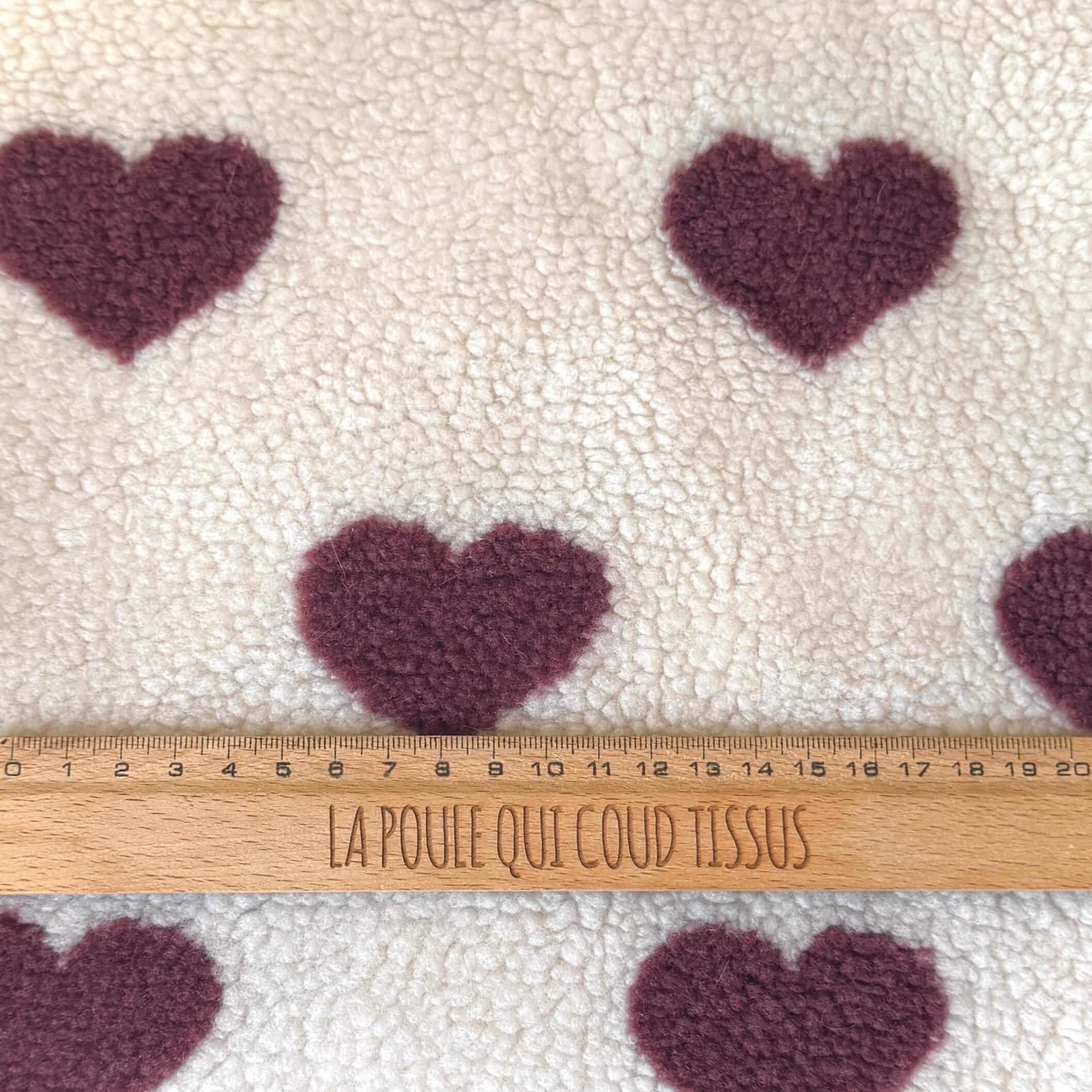Coupon 50 cm - Mouton / Coeur Aubergine