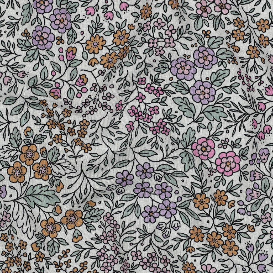 Viscose / Fleurs Blanc Cassé