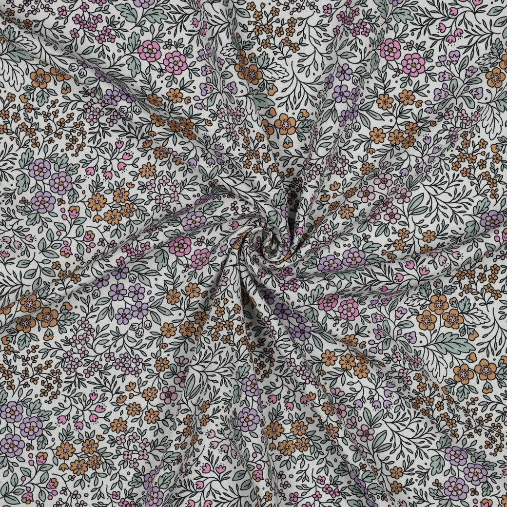 Viscose / Fleurs Blanc Cassé