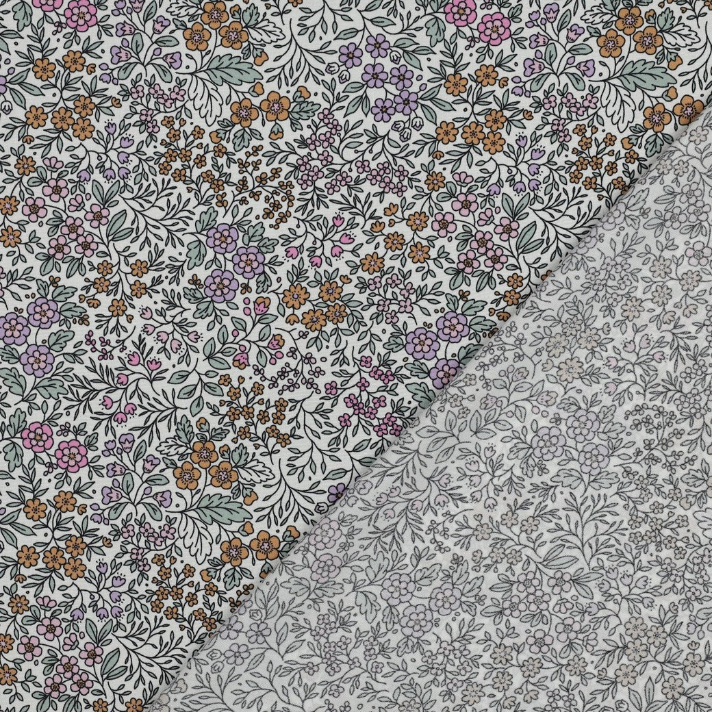 Viscose / Fleurs Blanc Cassé