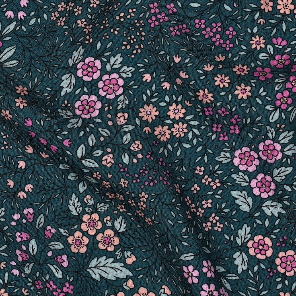 Viscose / Fleurs Vert