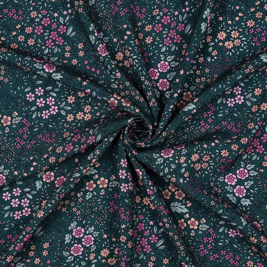 Viscose / Fleurs Vert