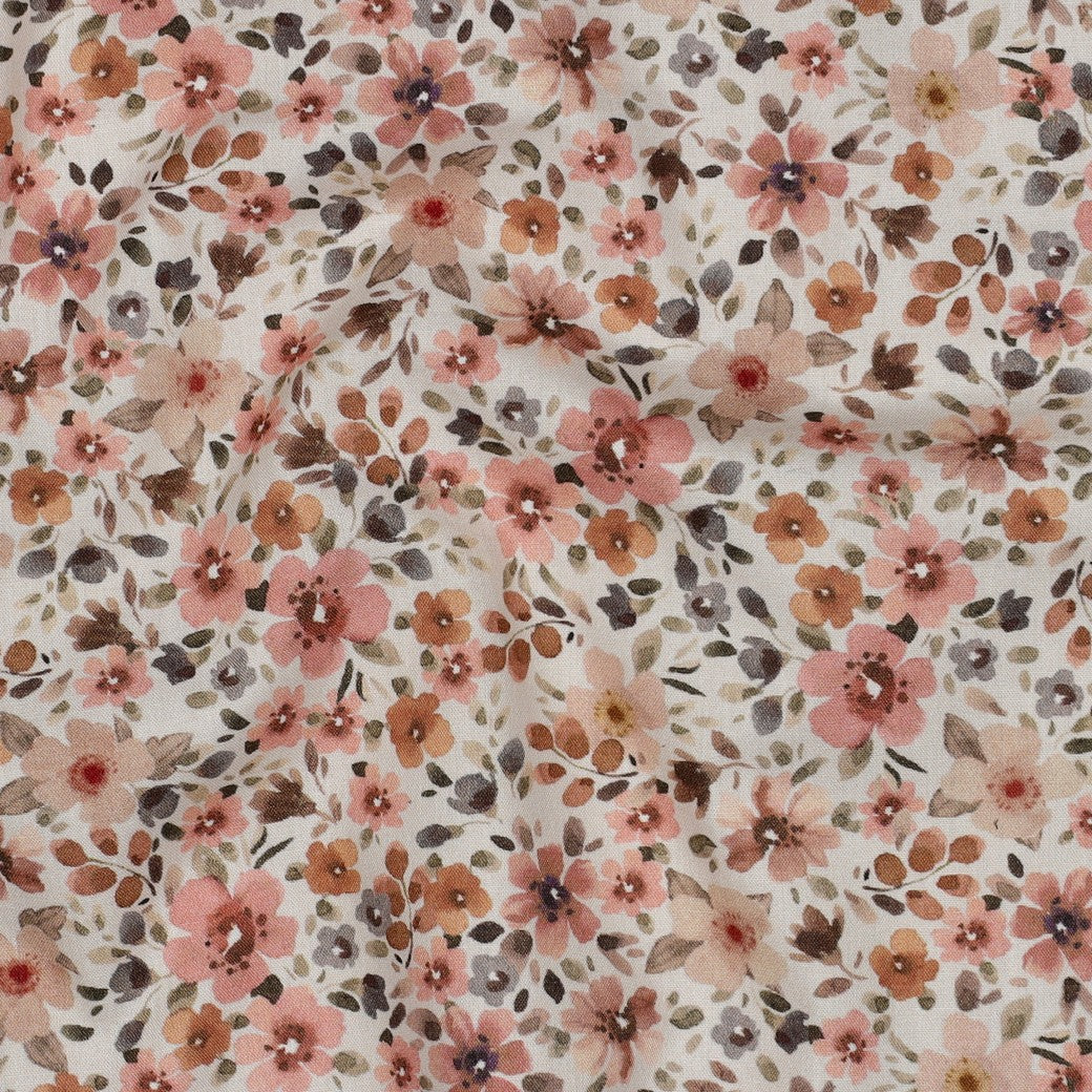 Digitally Printed Cotton / Romane White-Blue