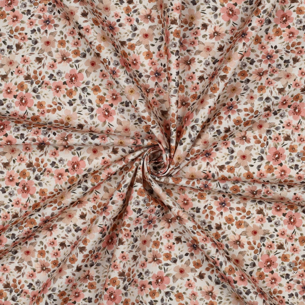 Digitally Printed Cotton / Romane White-Blue