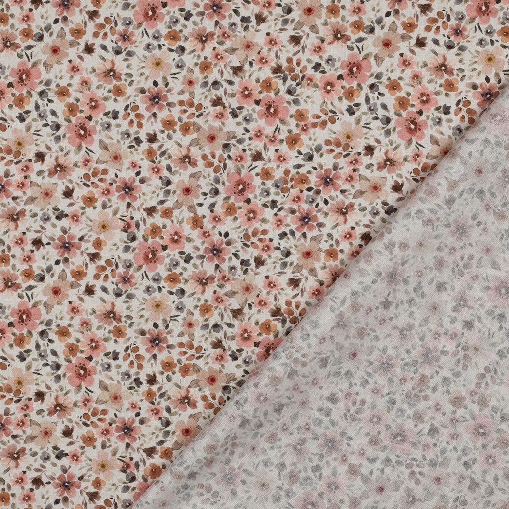 Digitally Printed Cotton / Romane White-Blue