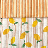 Coupon 1.2 m - Matelassé Double Gaze Lime / Double Gaze Stripes Mangue