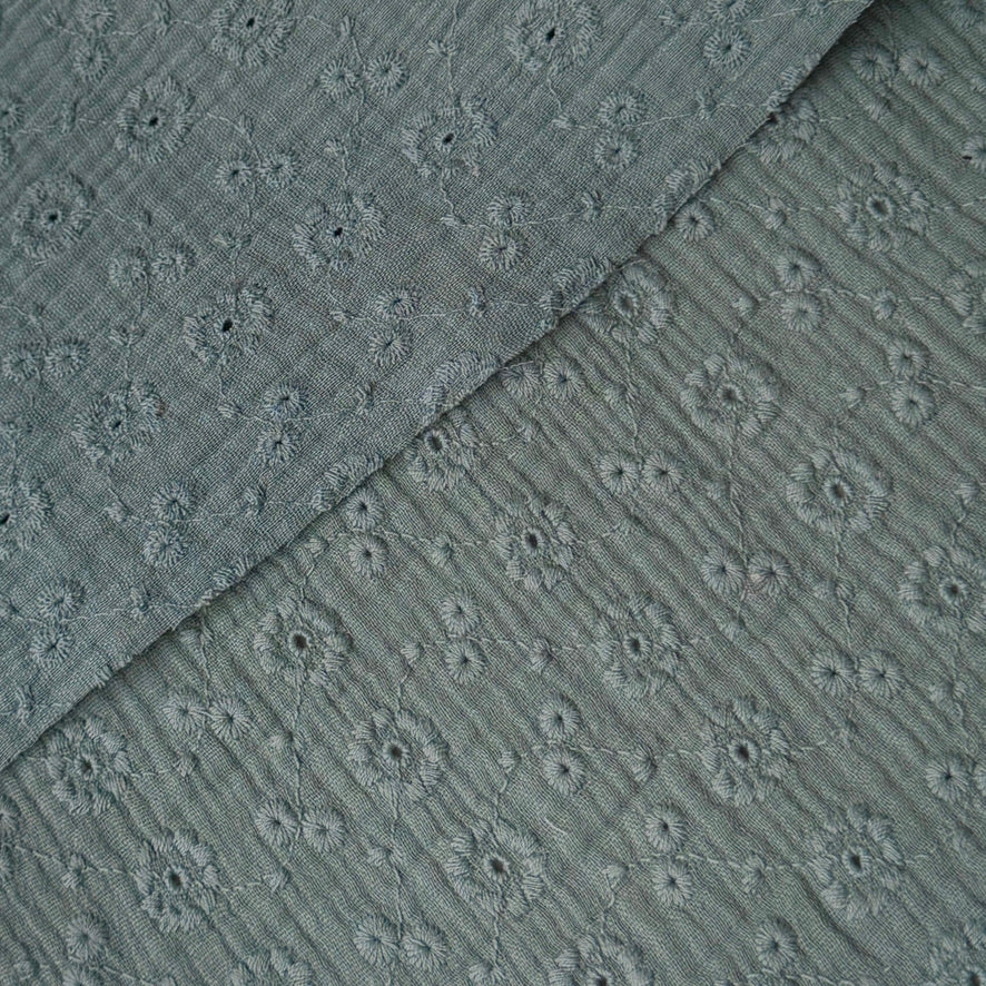 Double Gaze Brodée / Suzy Vert de Gris