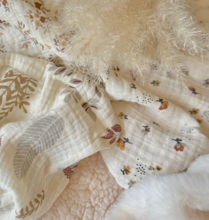 Coupon 70 cm - Double Gaze / Nelsi Ecru- Fauve