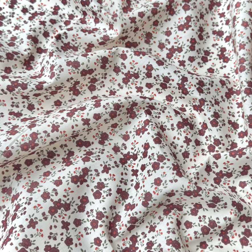 Coupon 1.5 m - Popeline de Coton / Capri Ecru-Raisin