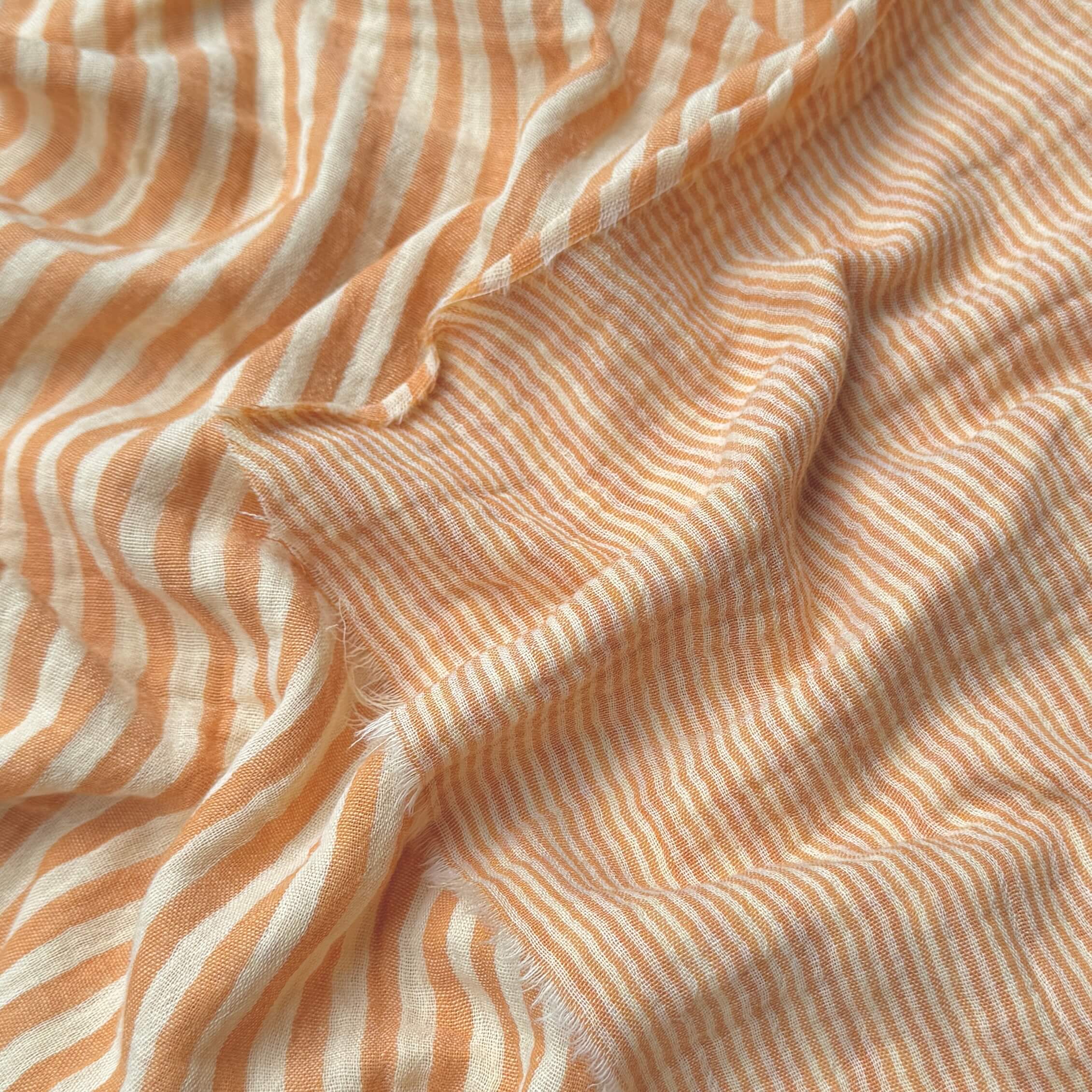 Coupon 90 cm - Double Gaze Double Face Stripes / Lemon - Mangue