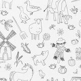 Coupon 1.1 m - Coton Imprimé à Colorier /  Farmer