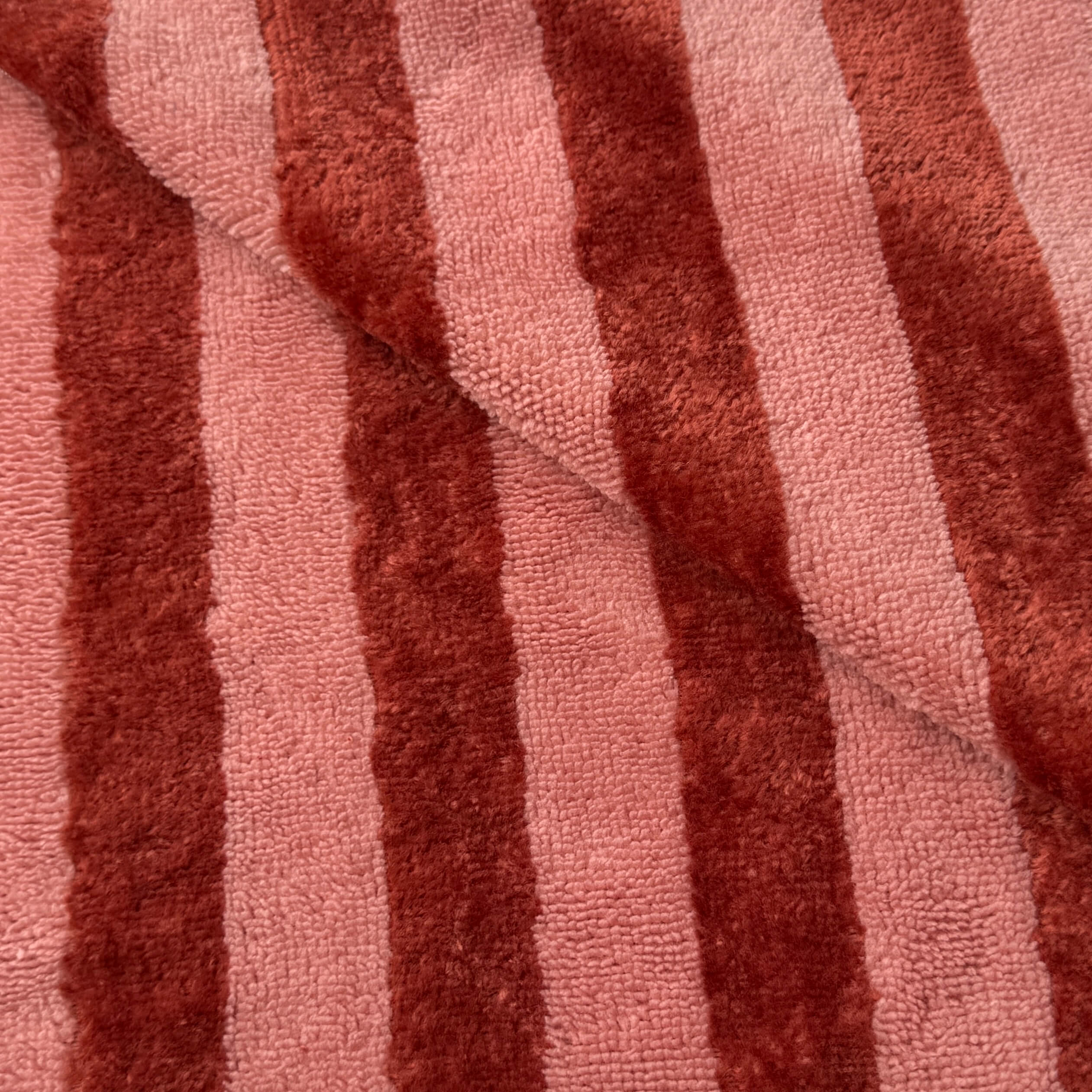 Micro Eponge Bambou  Rayé / Marsala - Paprika