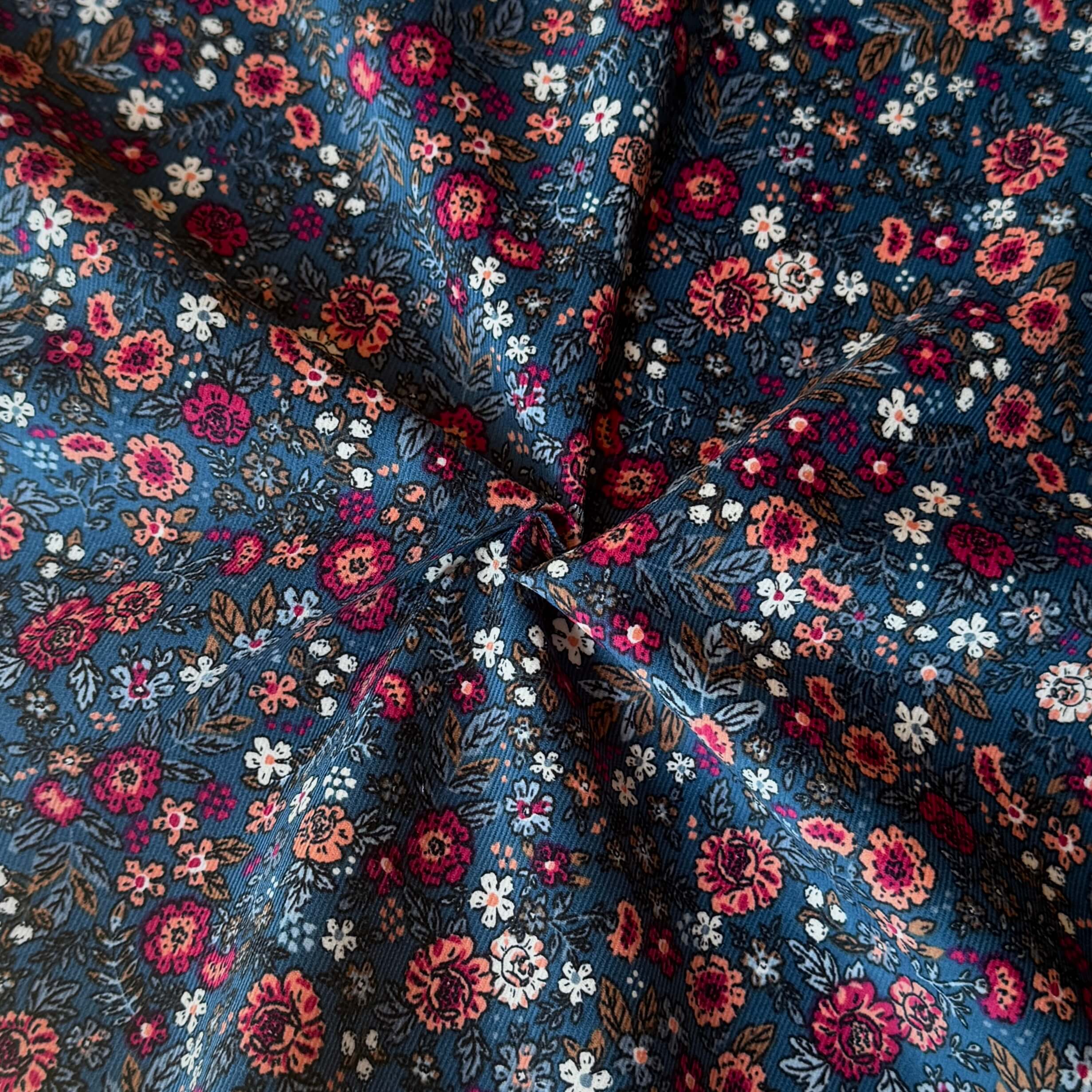 Velours Côtelé 1000 Raies / Barjay Bleu - Rose