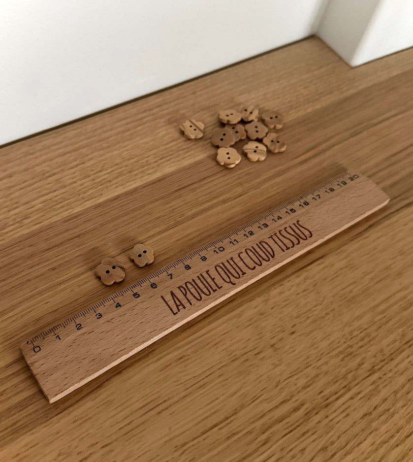 Bouton en bois - Étoile, Cœur & Fleur
