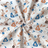 Coupon 50 cm - Coton Numérique Exclusif LPQC / Souris Ecru-Bleu
