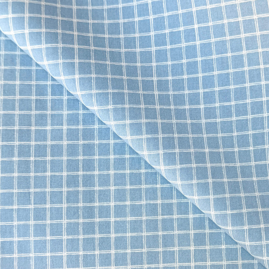 Coupon 90 cm - Coton Imprimé / Jules Blanc - Bleu Ciel