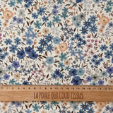 Coupon 80 cm - Coton à Impression Numérique / Romane Blanc-Bleu