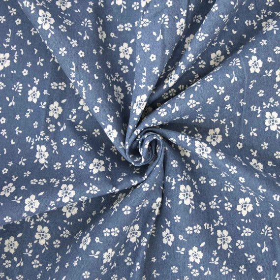 Flanelle de coton imprimée / Blues