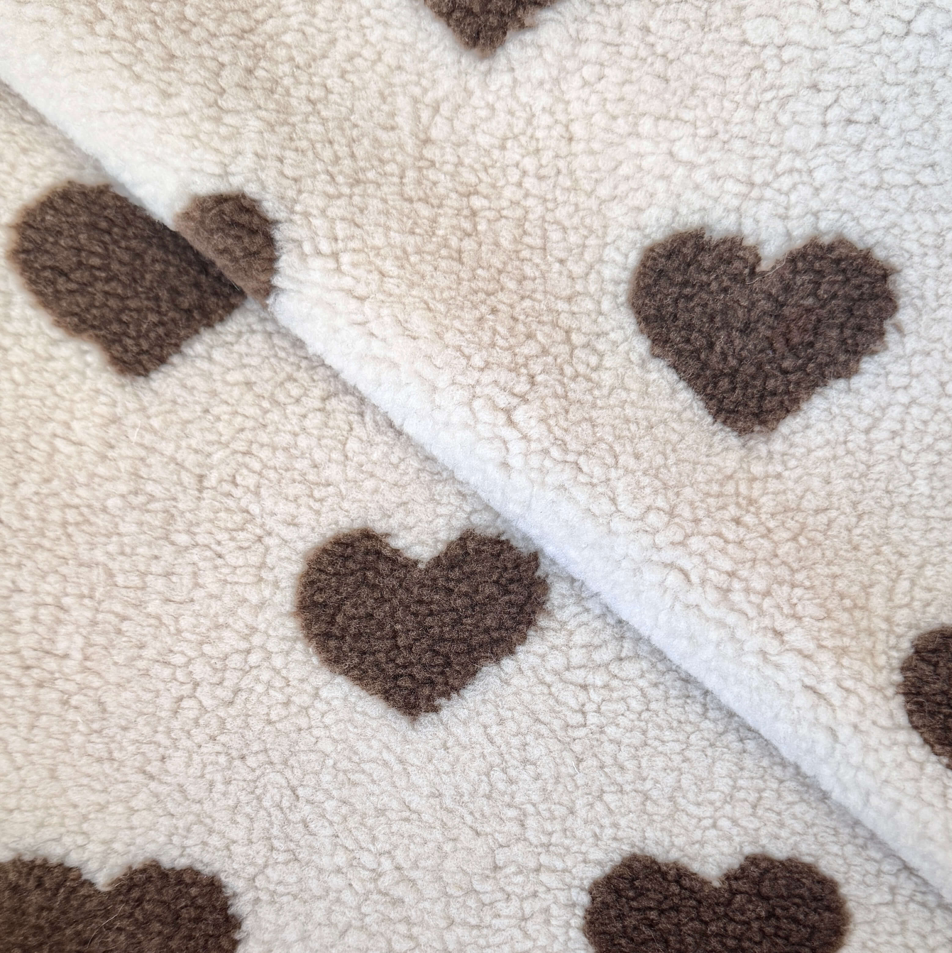 Coupon 70*110cm cm - Mouton / Coeur Chocolat