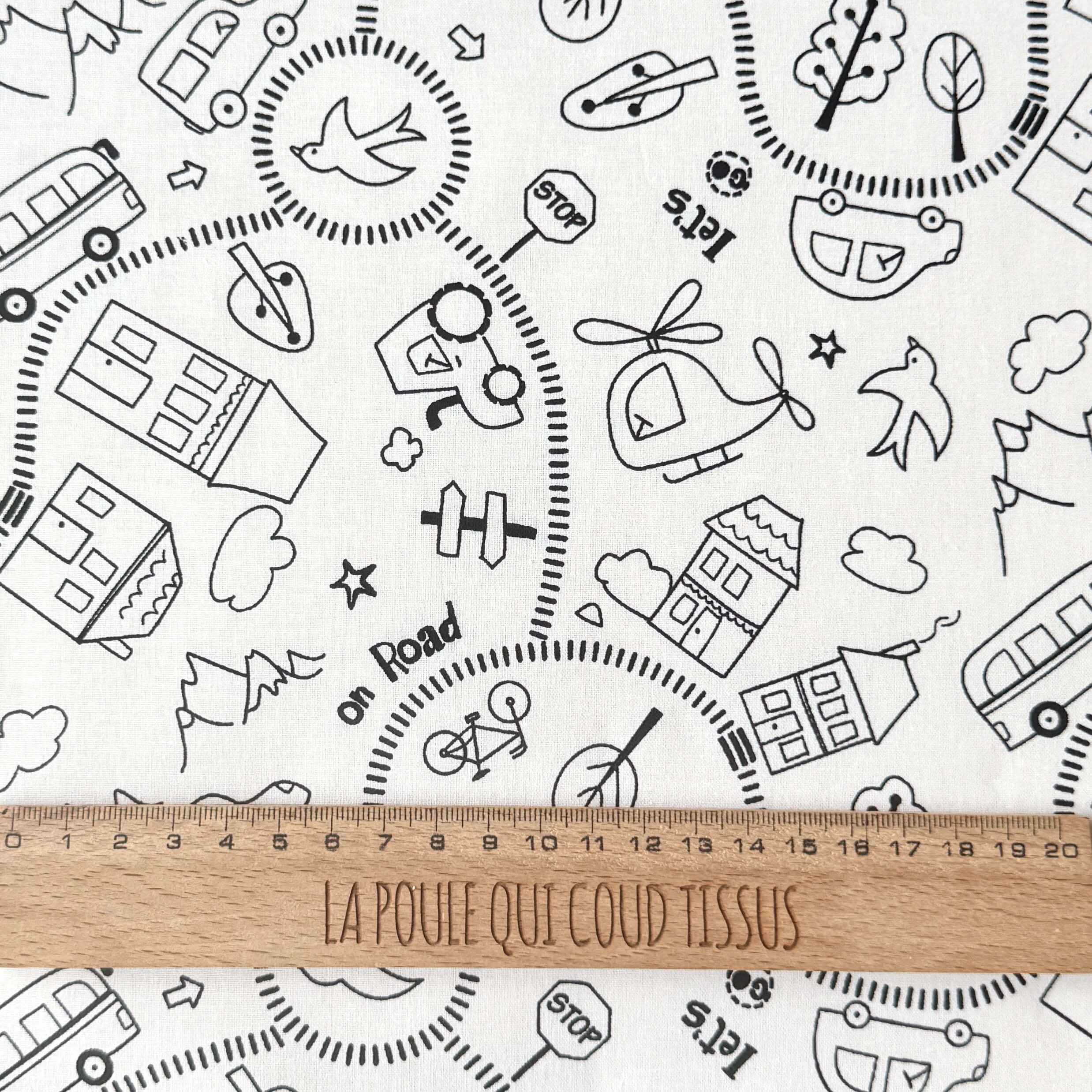 Coton Imprimé à Colorier / Route
