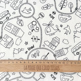 Coton Imprimé à Colorier / Route