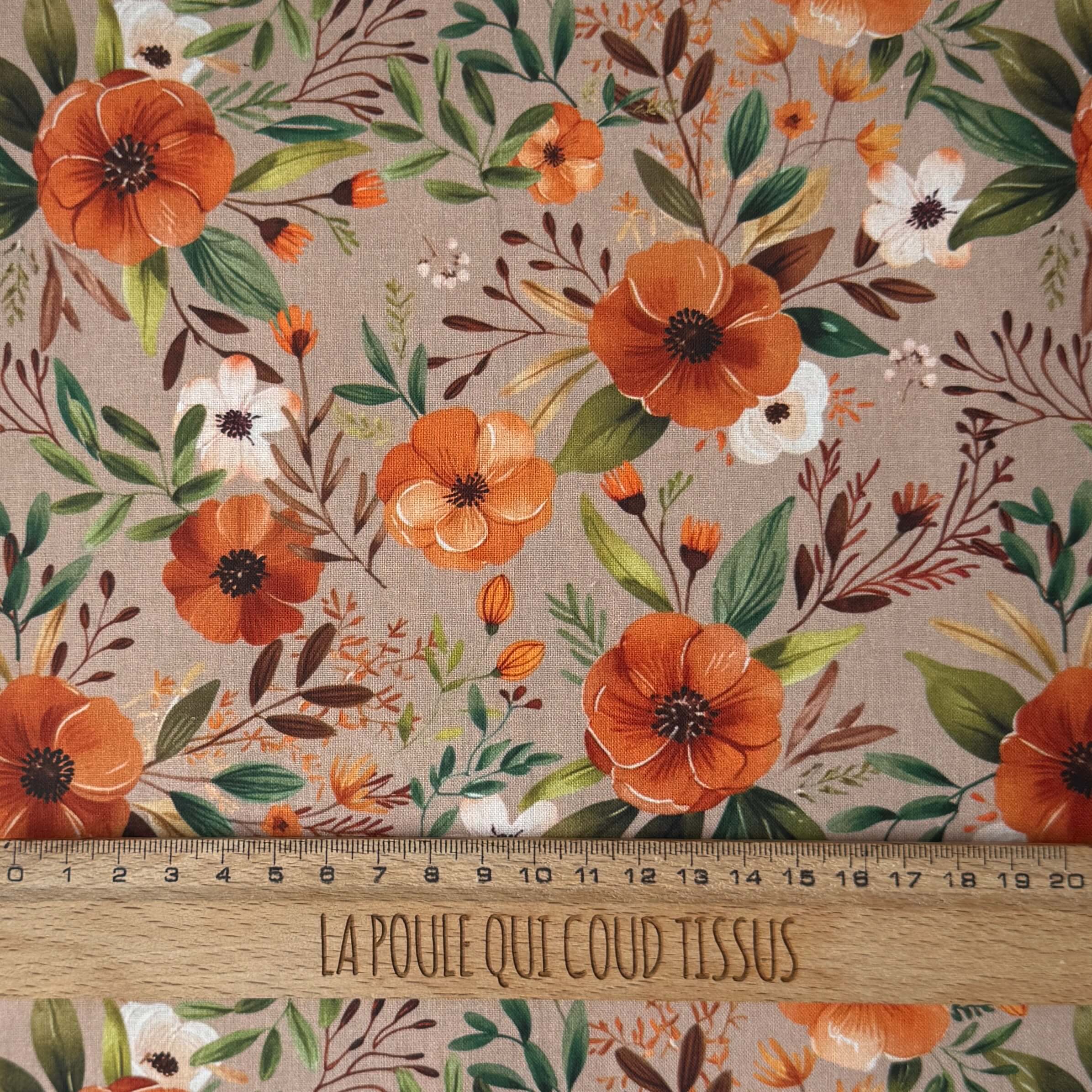 Coton à Impression Numérique / Camélia