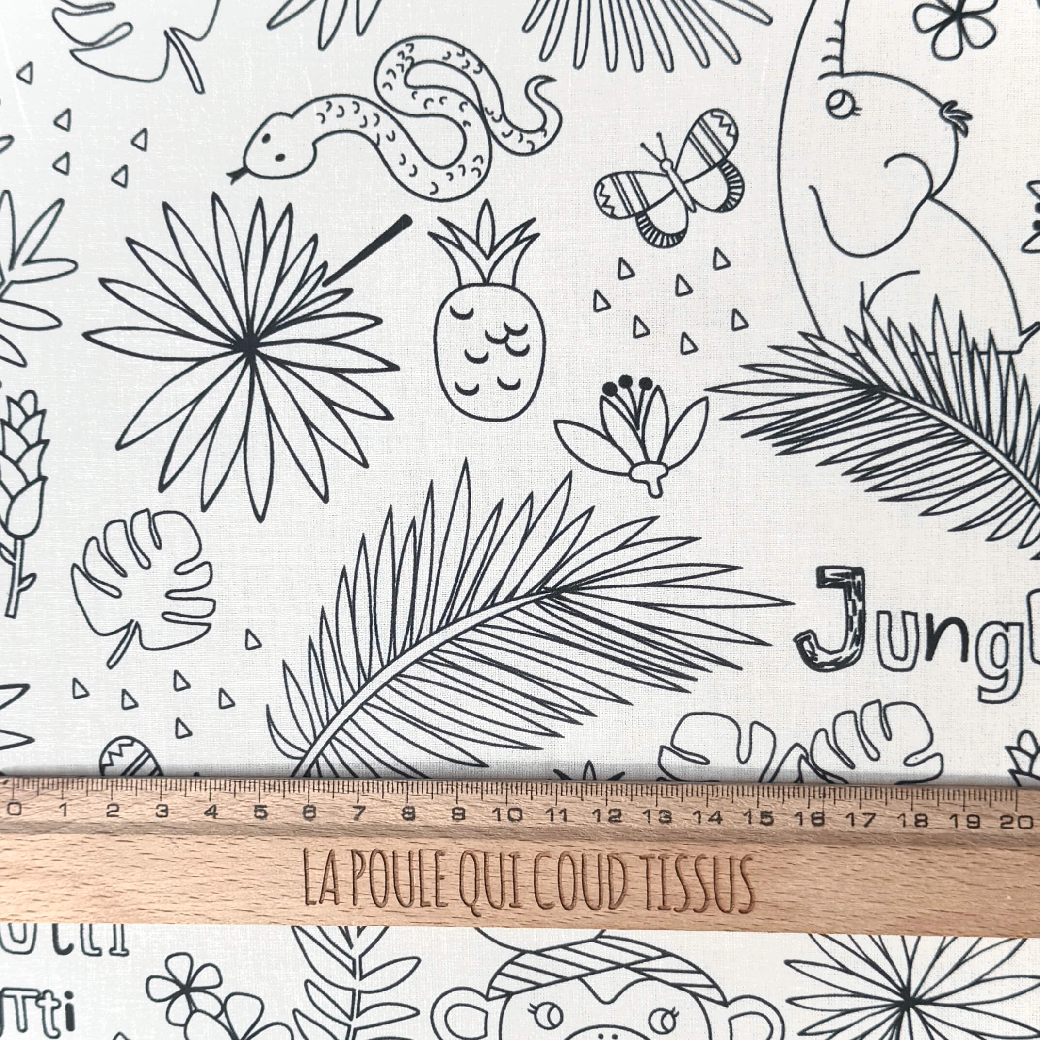 Coupon 80 cm - Coton Imprimé à Colorier / Tropik