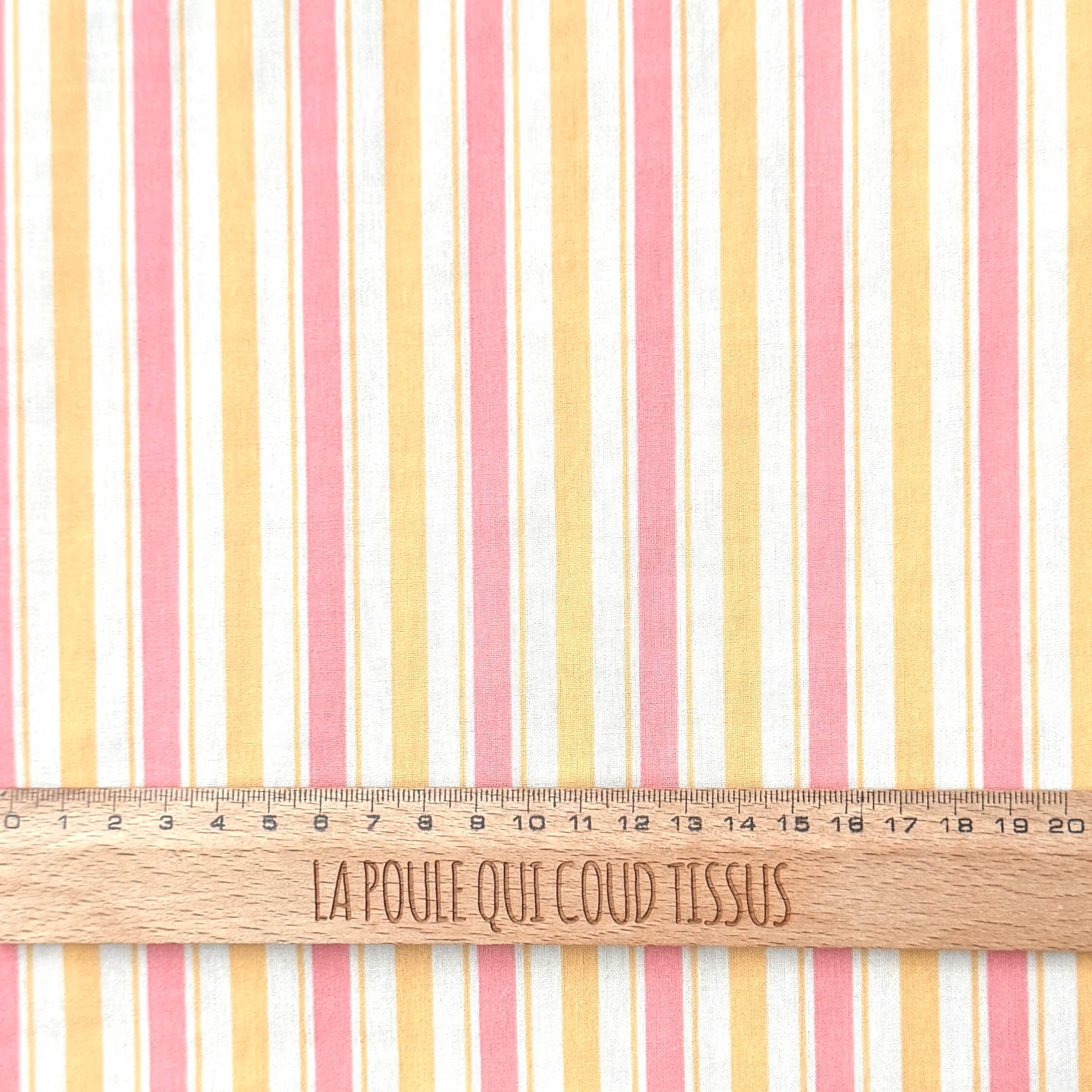 Coupon 60 cm - Coton Imprimé / Lydia Jaune-Rose
