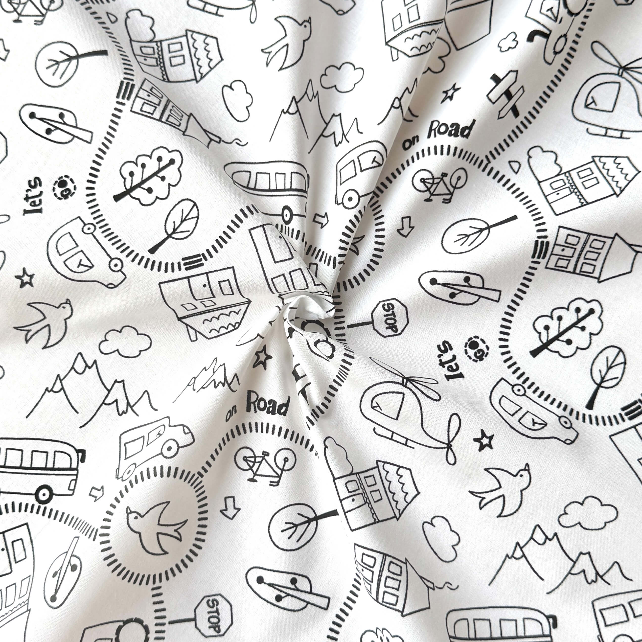 Coton Imprimé à Colorier / Route