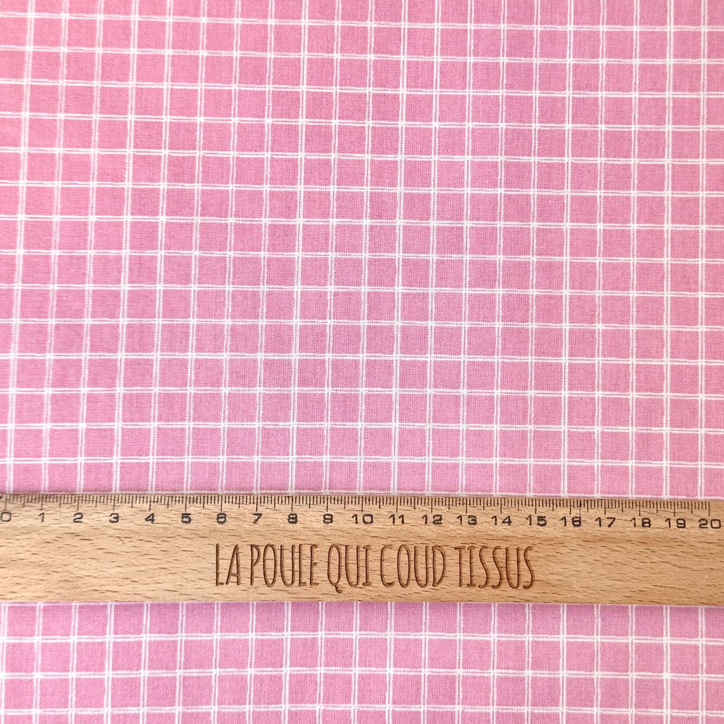 Coupon 1.3 m - Coton Imprimé / Jules Blanc - Rose Fane