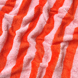 Micro Eponge Bambou  Rayé / Rose-Tangerine