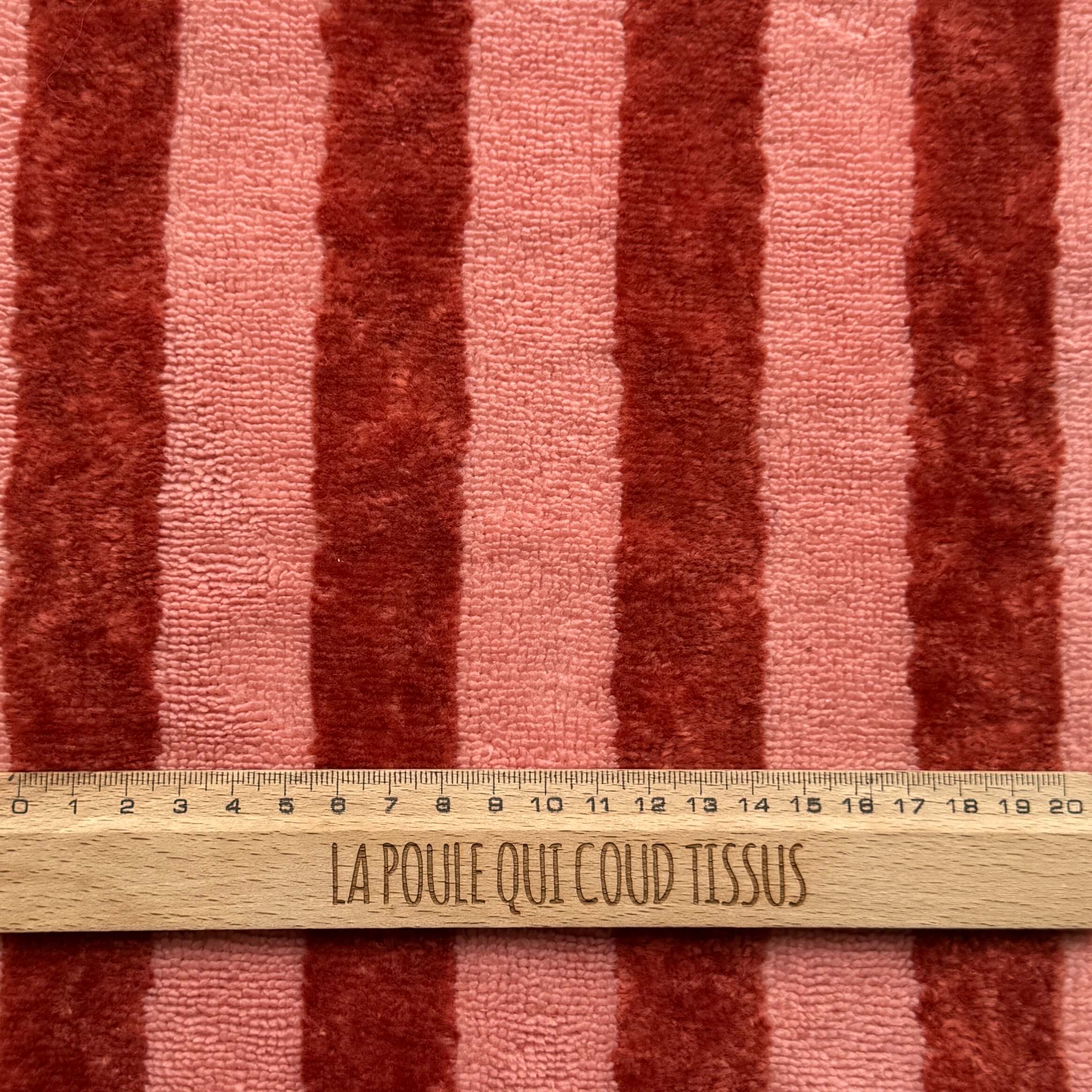 Micro Eponge Bambou  Rayé / Marsala - Paprika