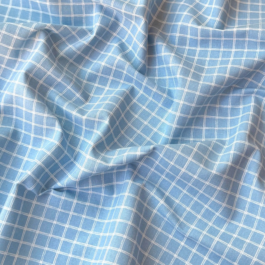 Coupon 90 cm - Coton Imprimé / Jules Blanc - Bleu Ciel
