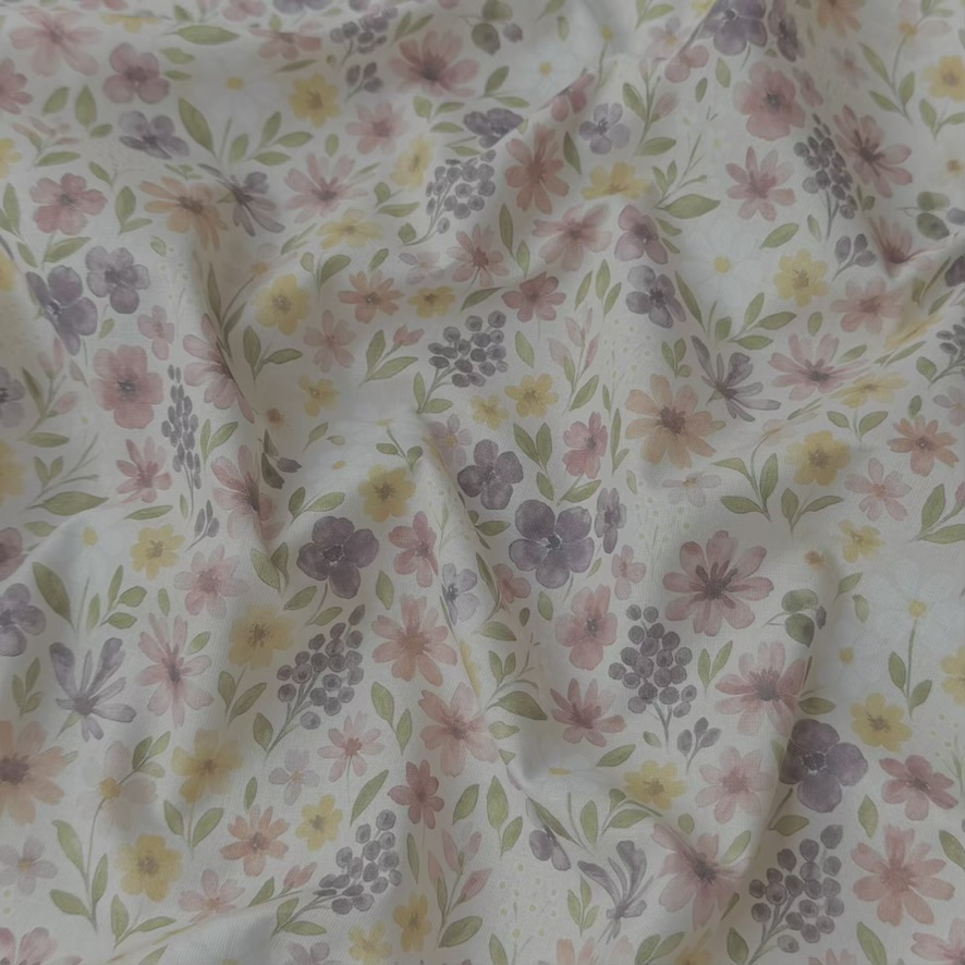 Coupon 1 Mètre - Coton à Impression Numérique / Rozen Beige-Rose