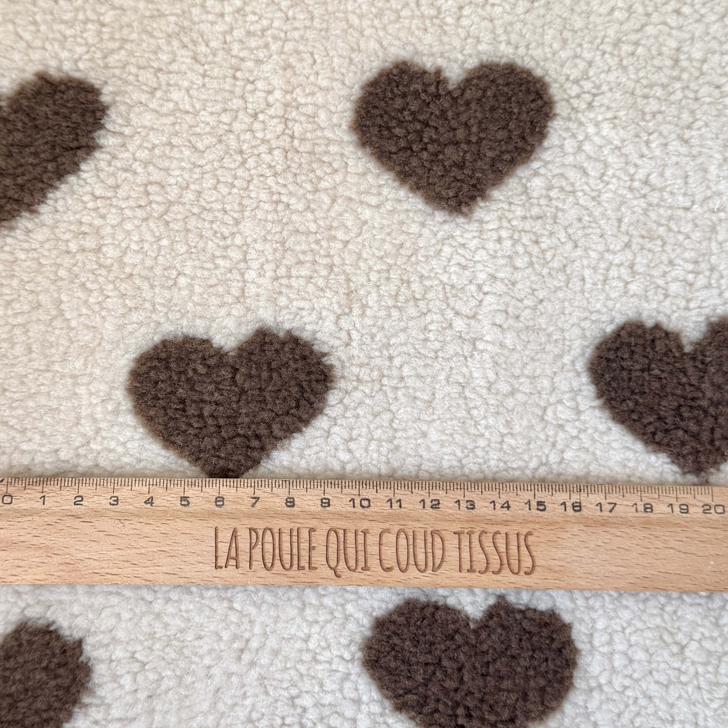 Coupon 70*110cm cm - Mouton / Coeur Chocolat
