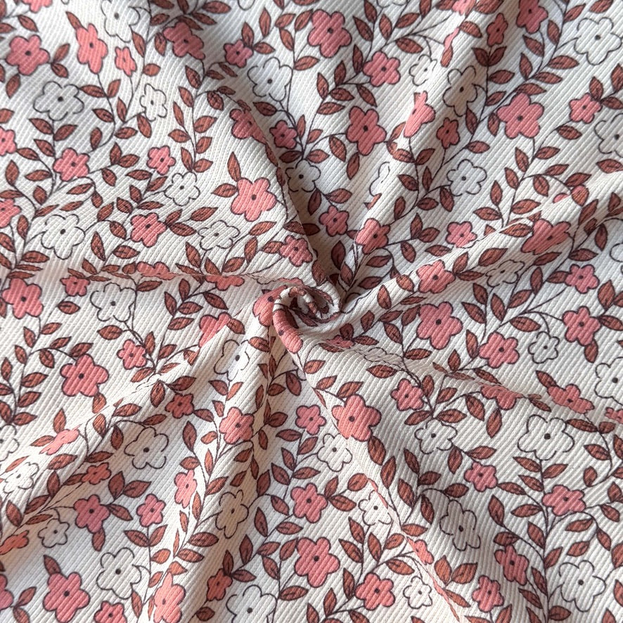 Coupon 50 cm - Jersey Côtelé / Marsala Flower GOTS