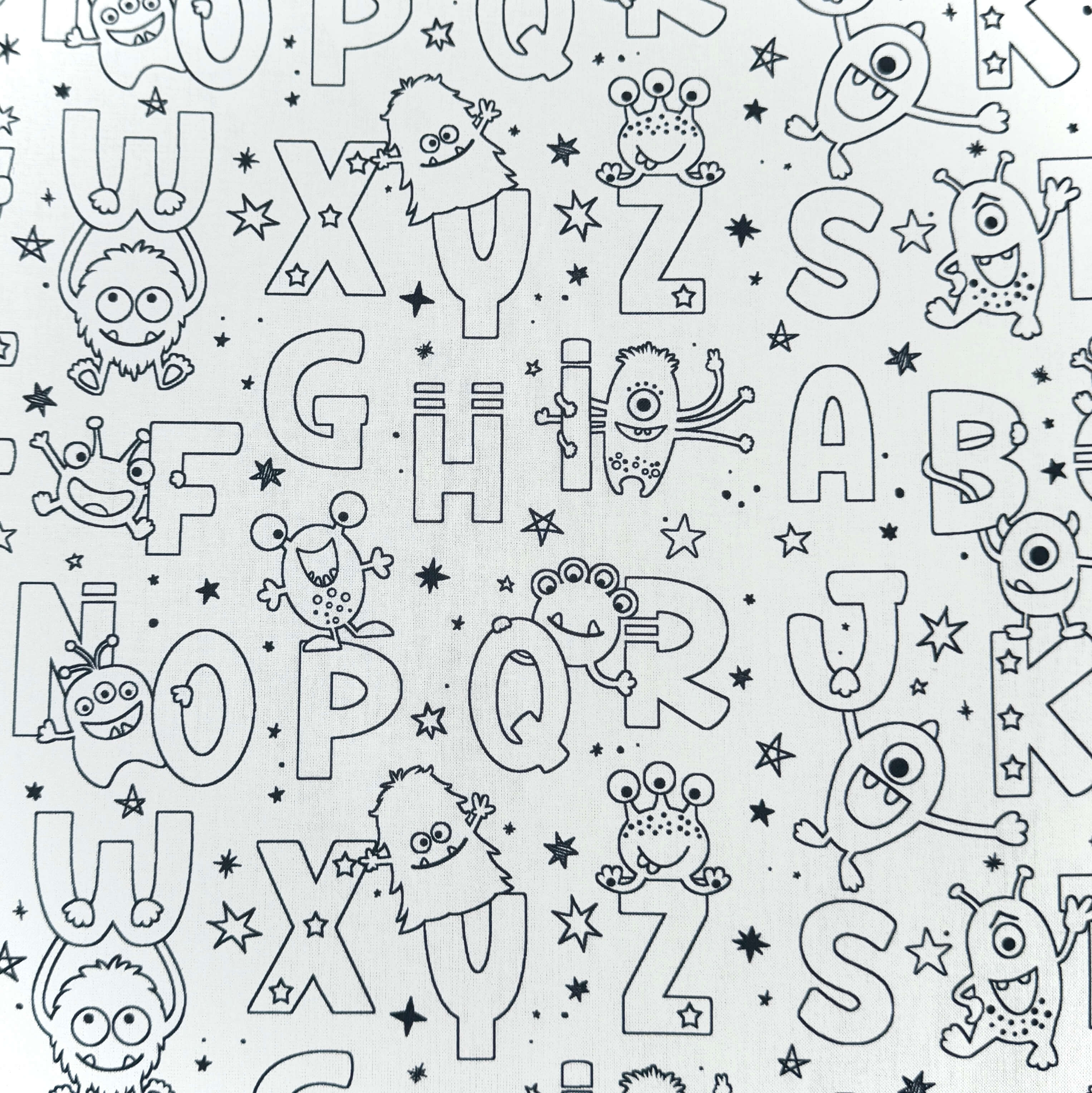 Coupon 80 cm - Coton Imprimé à Colorier / Krypton