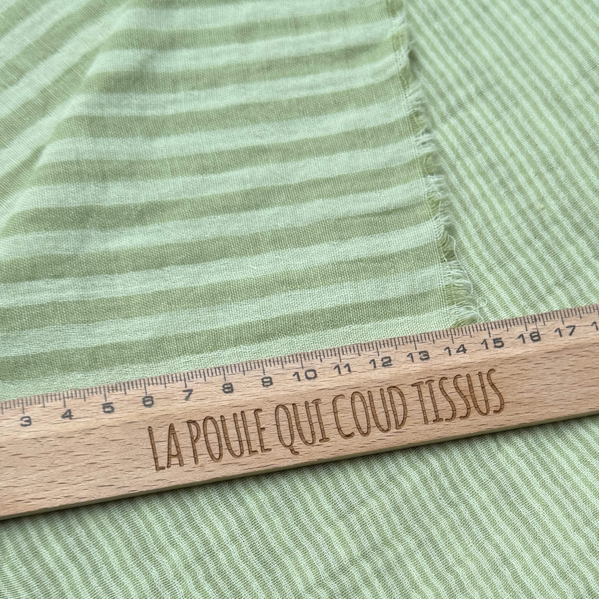 Double Gaze Double Face Stripes / Vert Clair - Amande