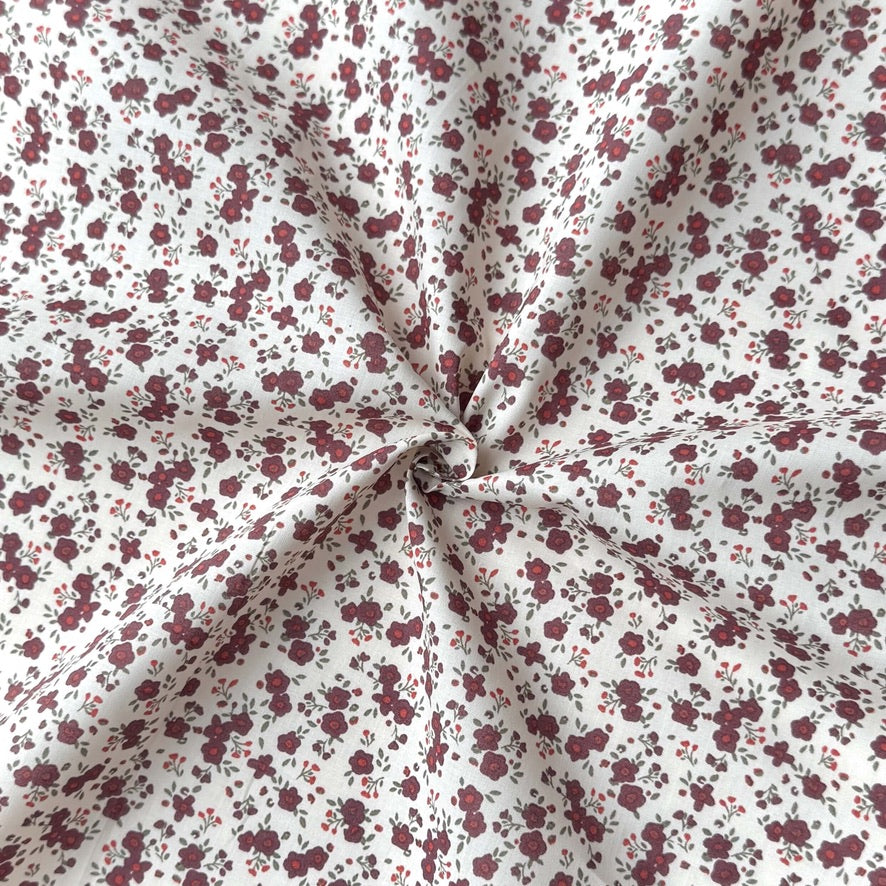 Coupon 1.5 m - Popeline de Coton / Capri Ecru-Raisin