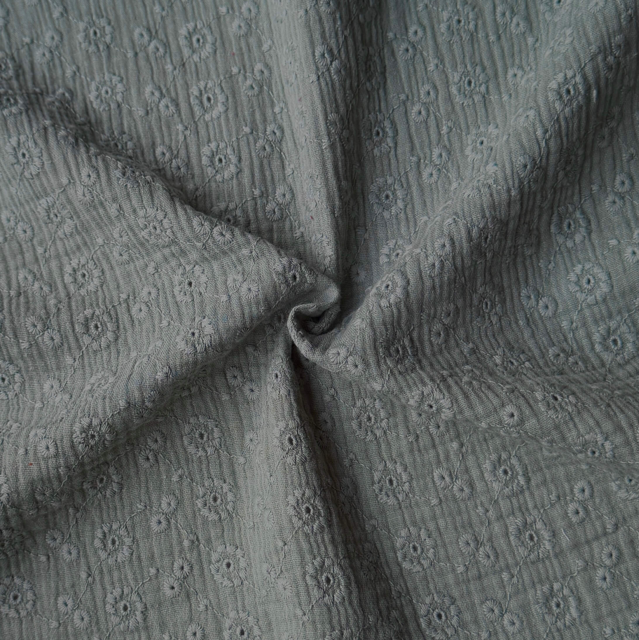 Coupon 1.5 m - Double Gaze Brodée / Suzy Vert de Gris