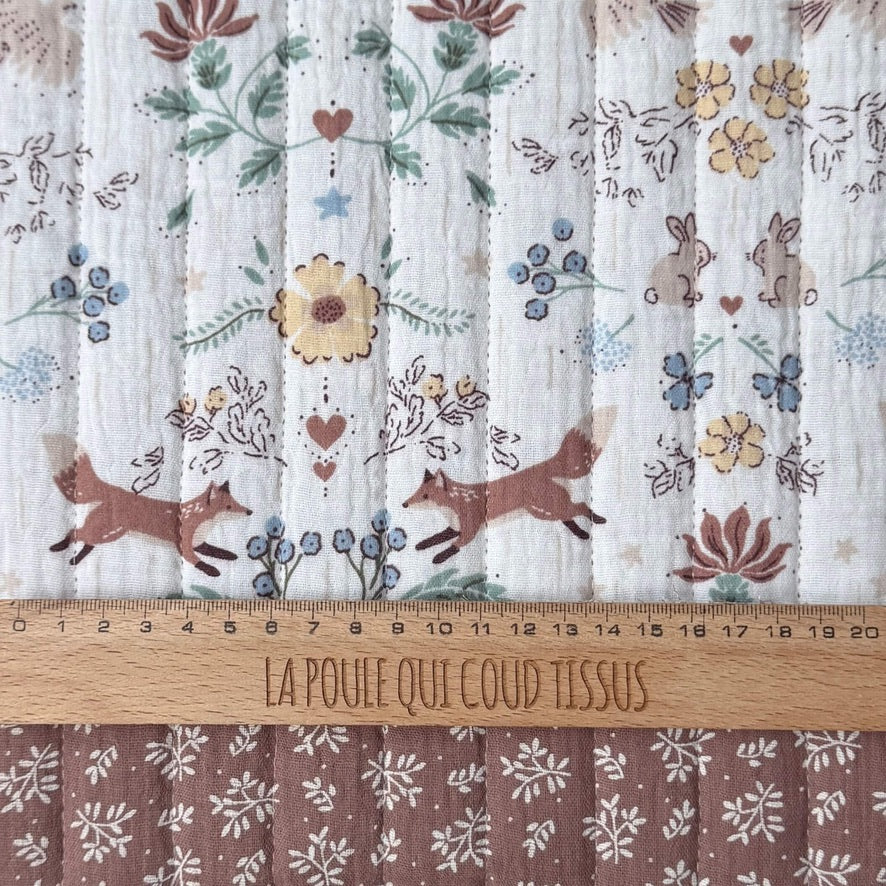 Matelassé Double Gaze Garina / Meesya Blanc - Chataîgne