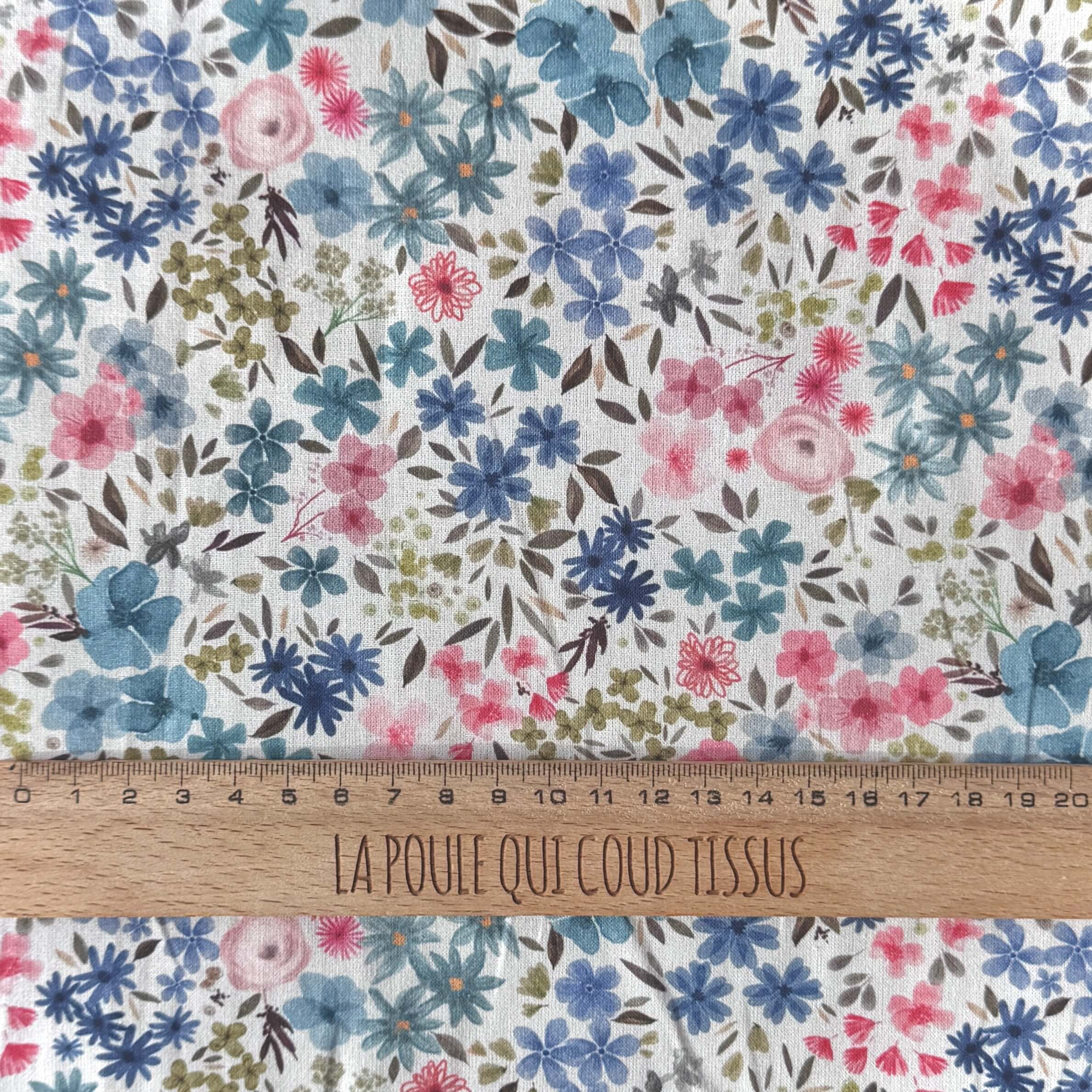 Coton à Impression Numérique / Romane Blanc-Aventurine