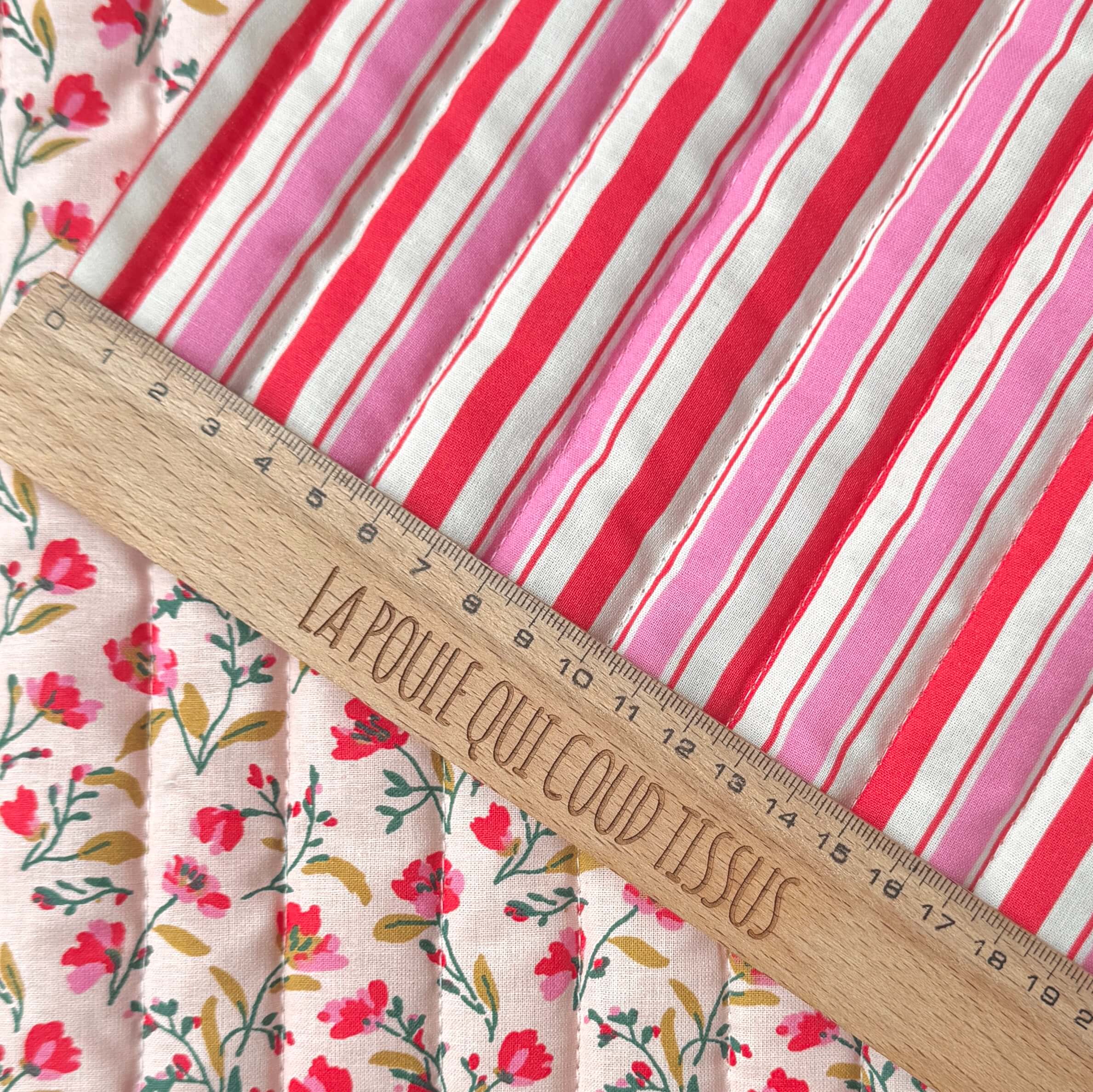 Coupon 1 Mètre - Matelassé Vanda Rose / Rouge