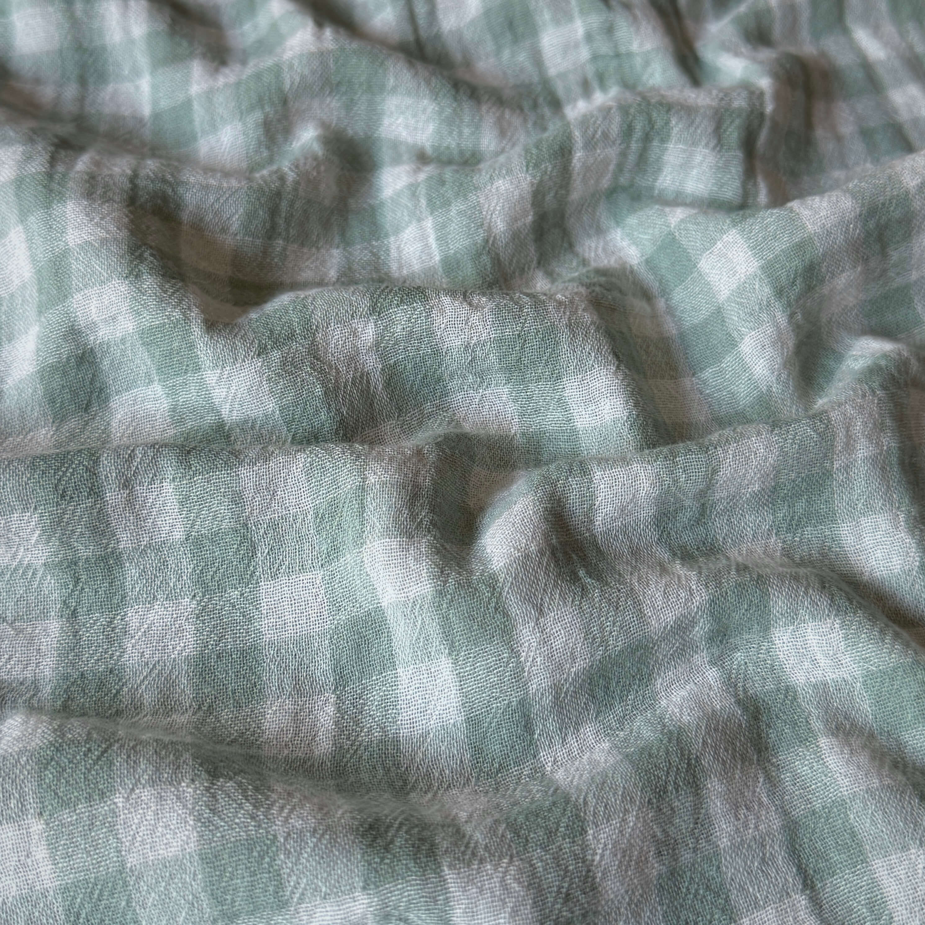 Coupon 1.3 m - Double Gaze Vichy / Vert de Gris