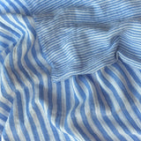 Double Gaze Double Face Stripes / Blanc Cassé - Azur
