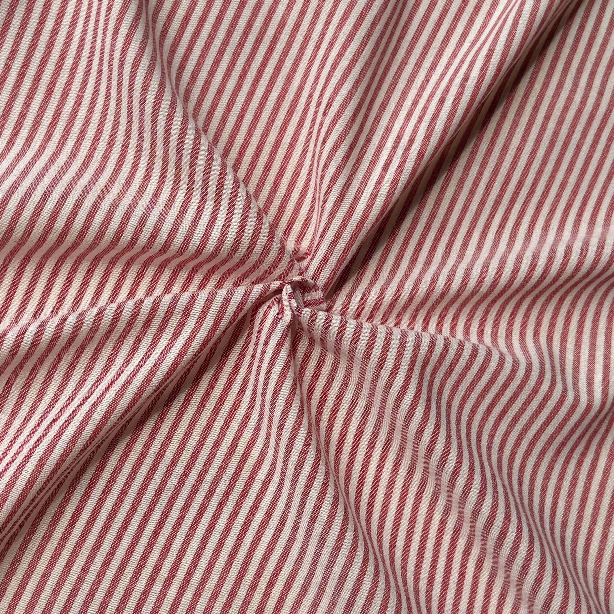 Coupon 1.8 m - Coton Viscose Rayé / Raytis Rouge