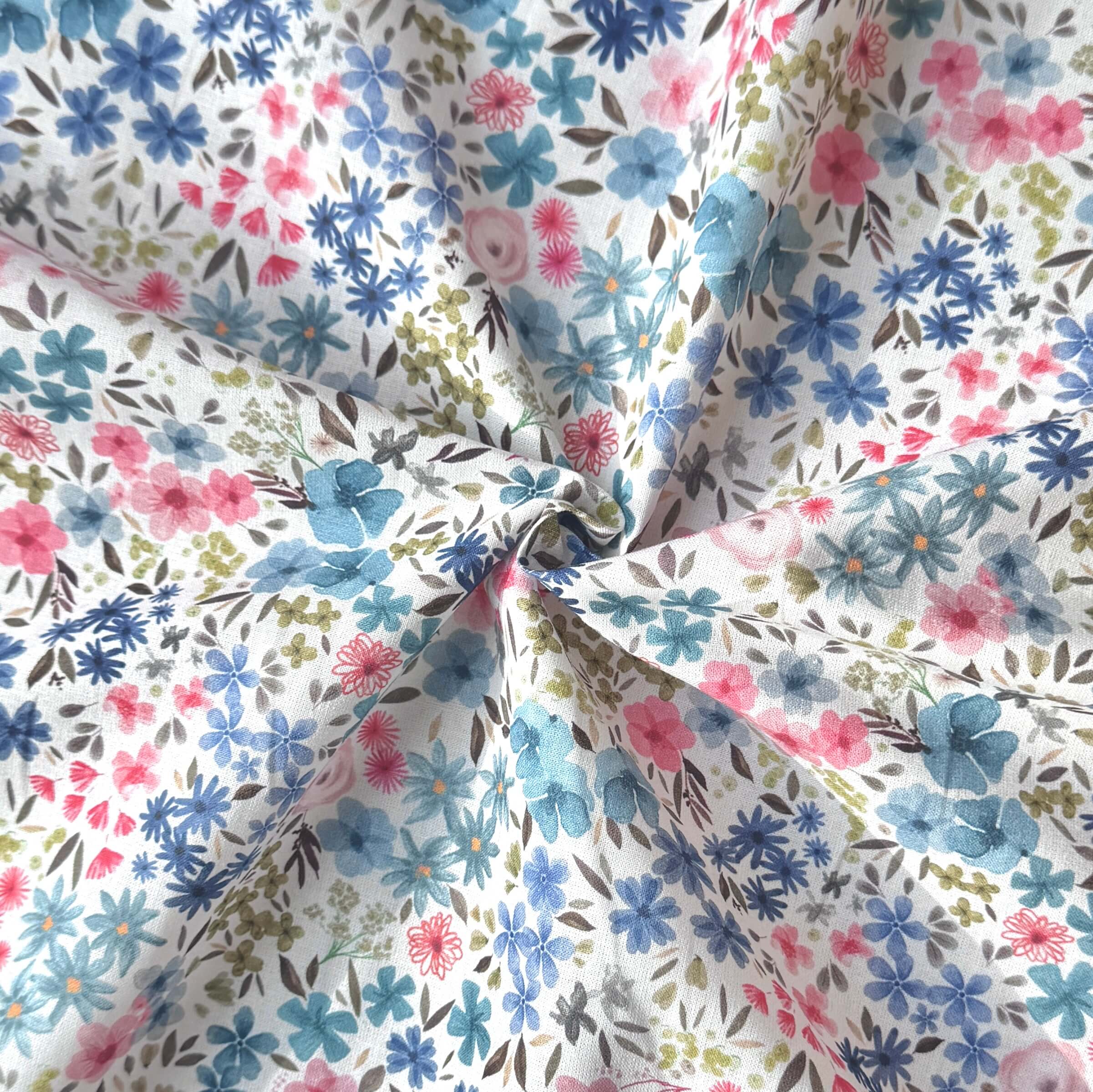 Coton à Impression Numérique / Romane Blanc-Aventurine