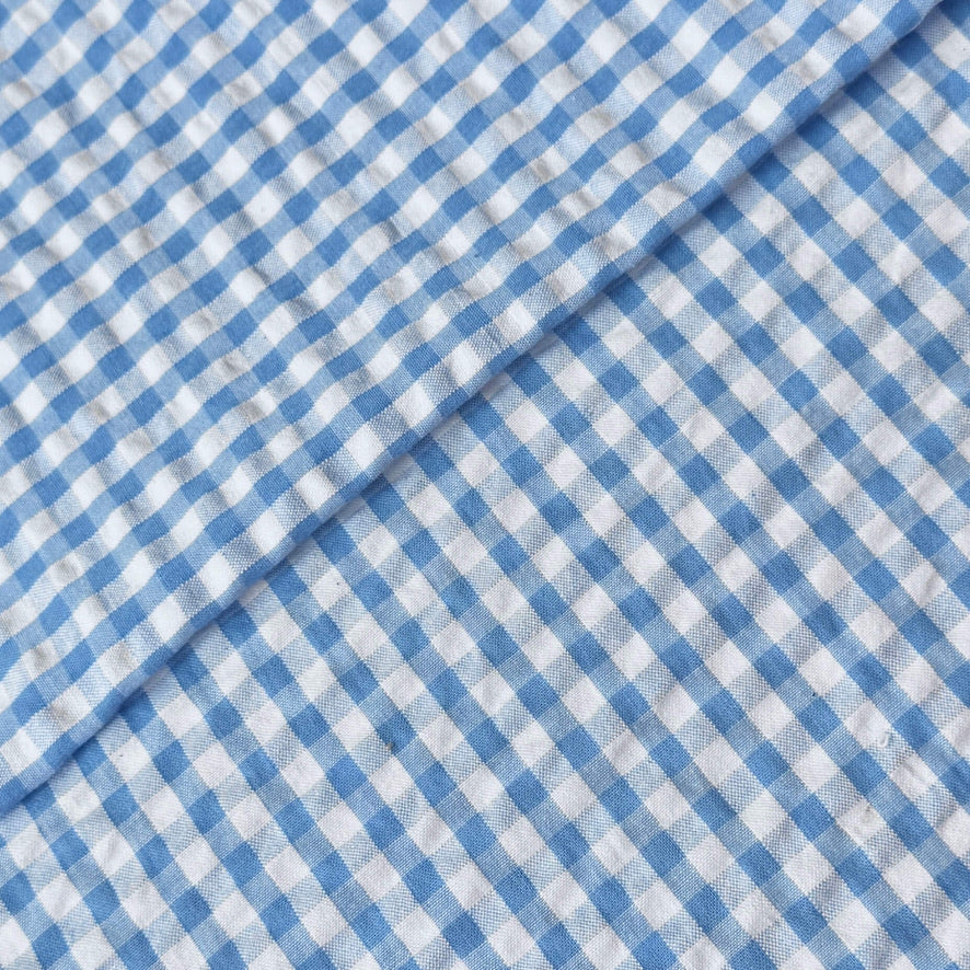 Coupon 1.2 m - Seersucker / Eli Blanc Cassé - Bleu