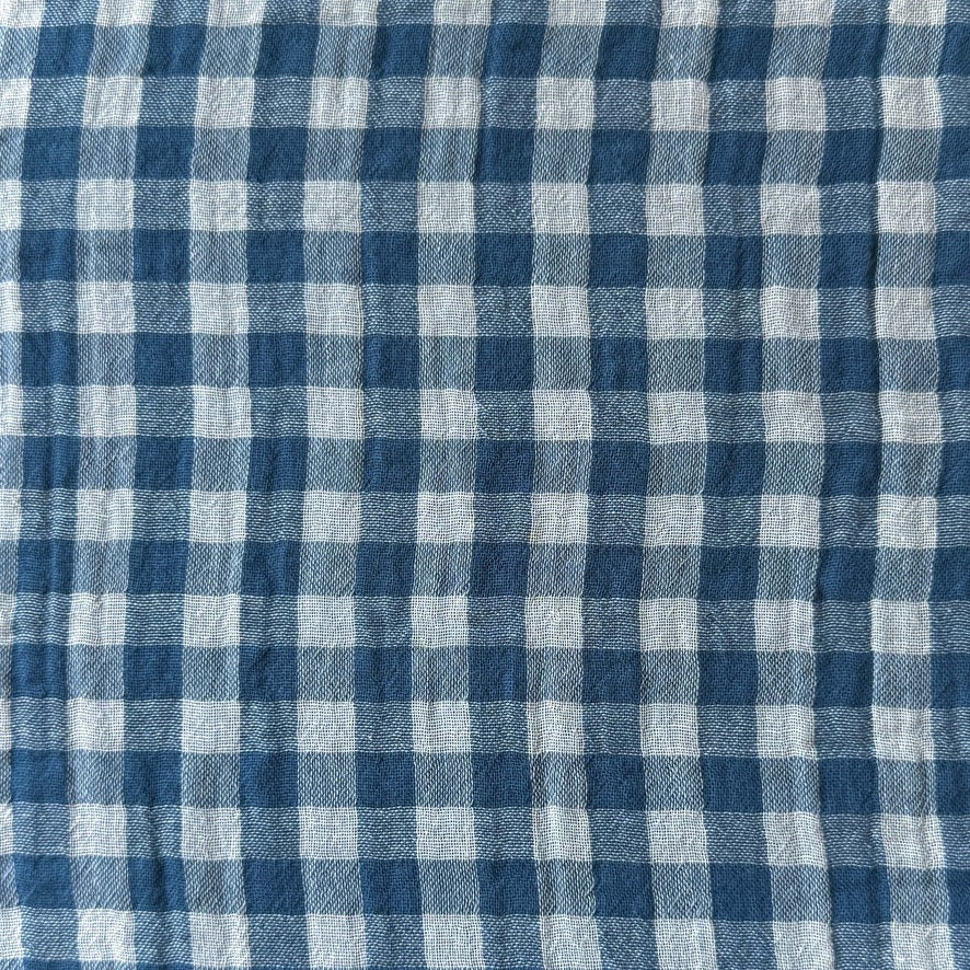 Coupon 1.5 m - Double Gaze Vichy / Pierre Bleue